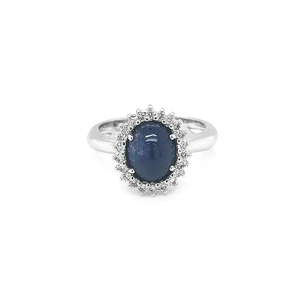 Gold Ring with Sapphire and Diamonds