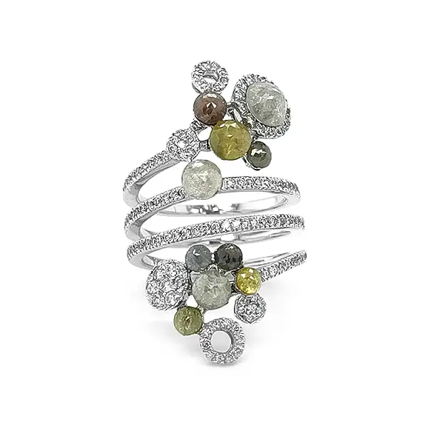 Gold Ring with Colored Diamonds