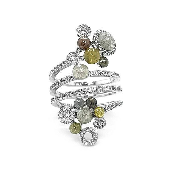 Gold Ring with Colored Diamonds