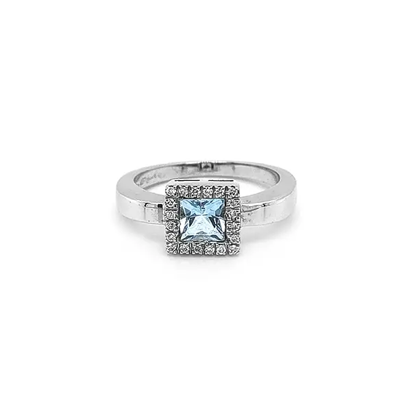 Gold Ring with Blue Topaz and Diamonds
