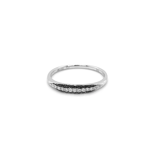 Gold Ring with Black and White Diamonds