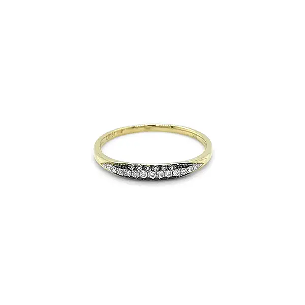 Gold Ring with Black and White Diamonds