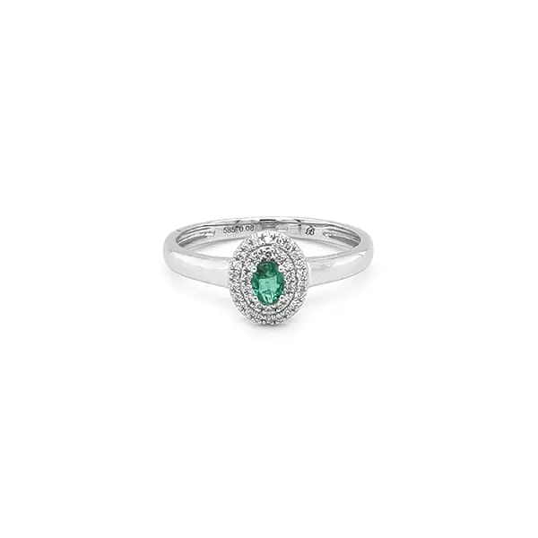 Emerald ring with white gold diamonds
