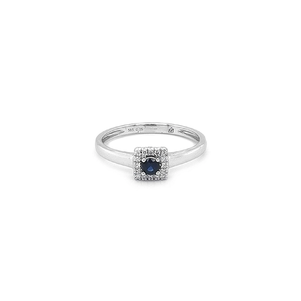 Gold ring with sapphire and diamonds