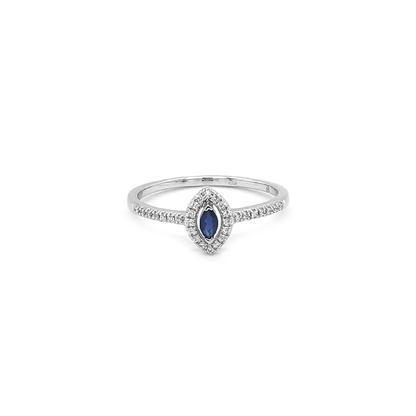 Gold ring with sapphire and diamonds