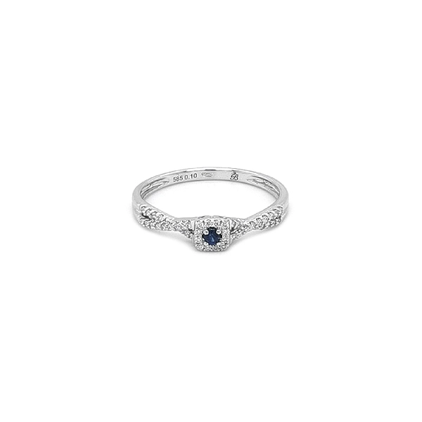 Gold ring with sapphire and diamonds