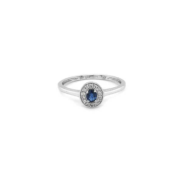 Gold ring with sapphire and diamonds