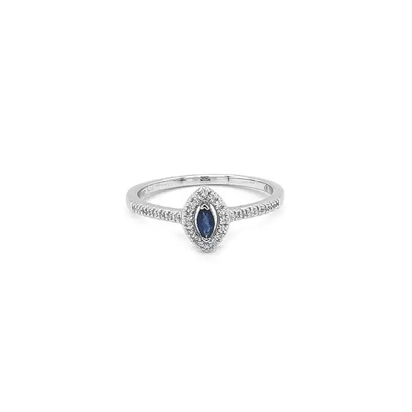 Gold ring with sapphire and diamonds