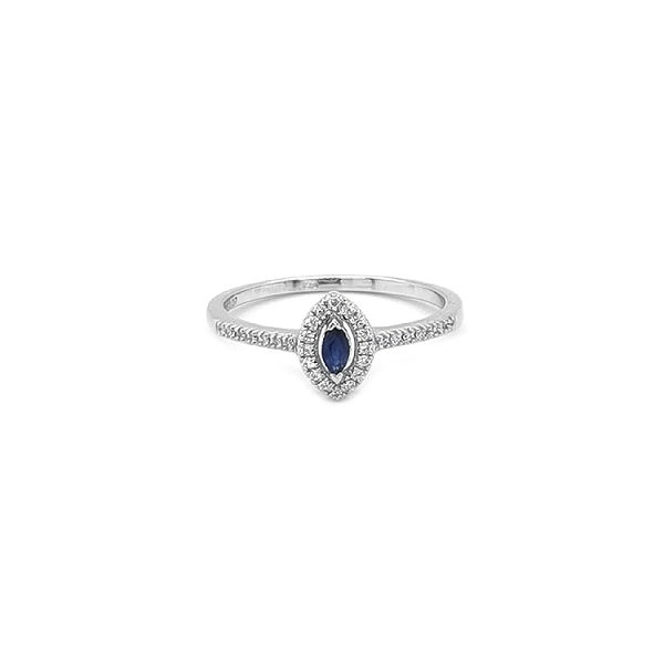 Gold ring with sapphire and diamonds