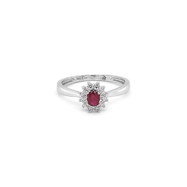 Ruby ring with white gold diamonds
