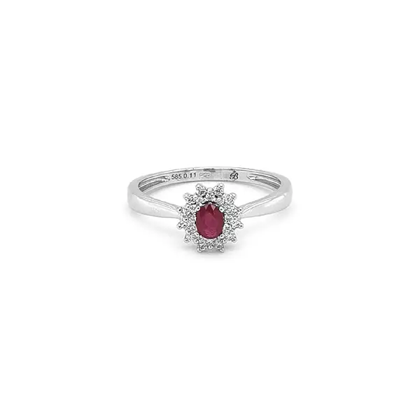 Ruby ring with white gold diamonds