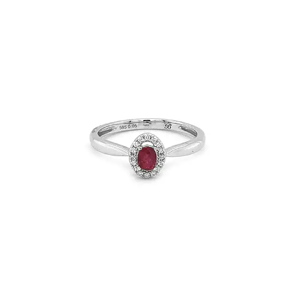 Ruby ring with white gold diamonds