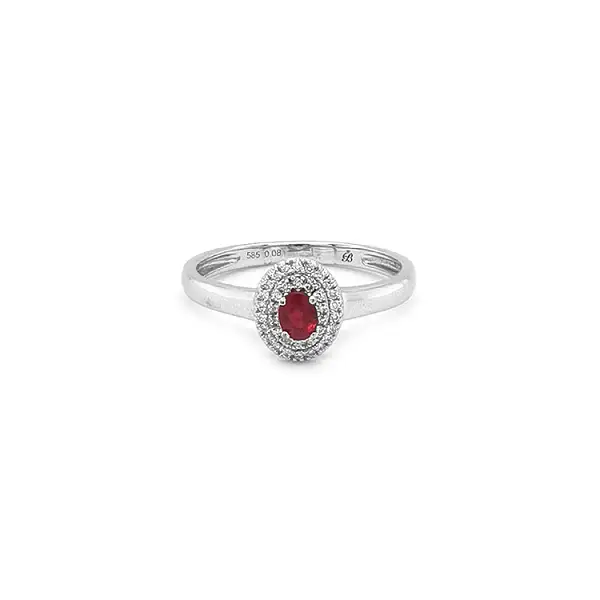 Ruby ring with white gold diamonds