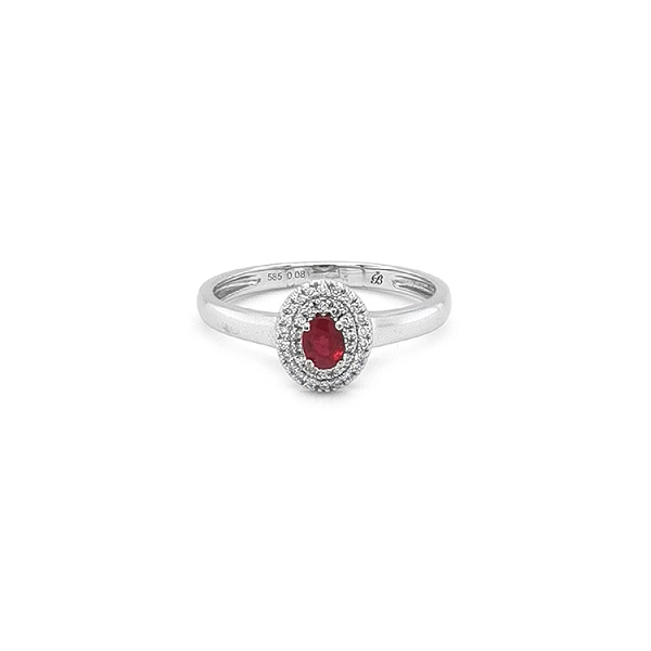 Ruby ring with white gold diamonds