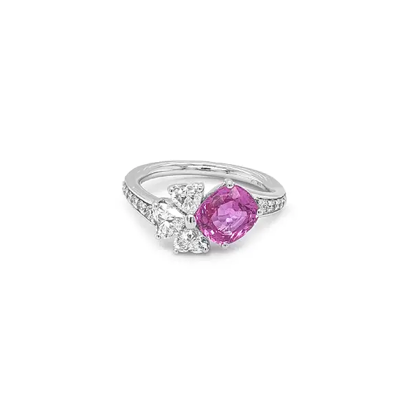 Gold ring Crivelli with pink sapphire and diamonds