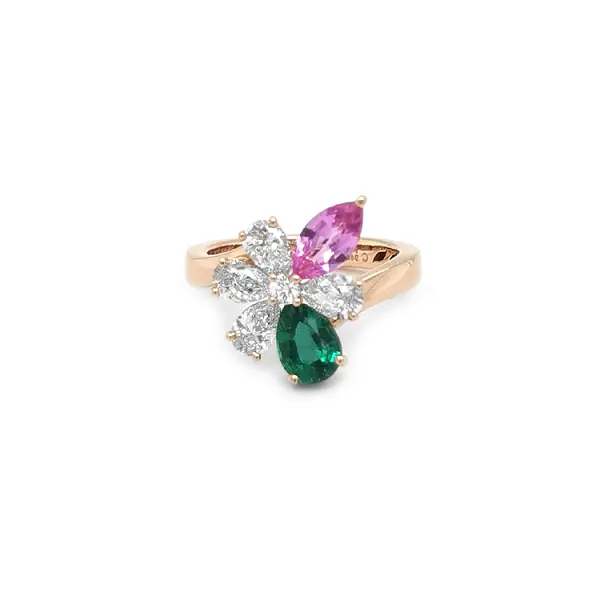 Crivelli gold ring with coloured gemstones