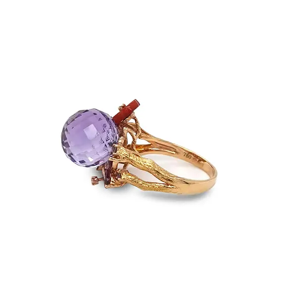 Gold Ring Semi precious stones and Diamonds
