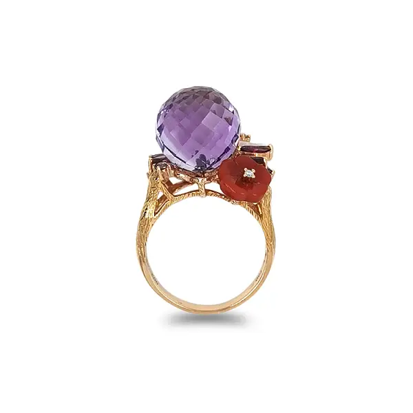 Gold Ring Semi precious stones and Diamonds