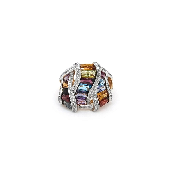Gold Ring with Diamonds and Semi Precious Stones