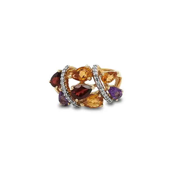 Gold Ring Semi precious stones and Diamonds