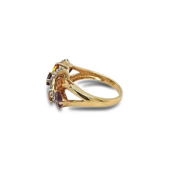 Gold Ring Semi precious stones and Diamonds