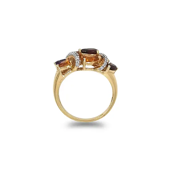 Gold Ring Semi precious stones and Diamonds