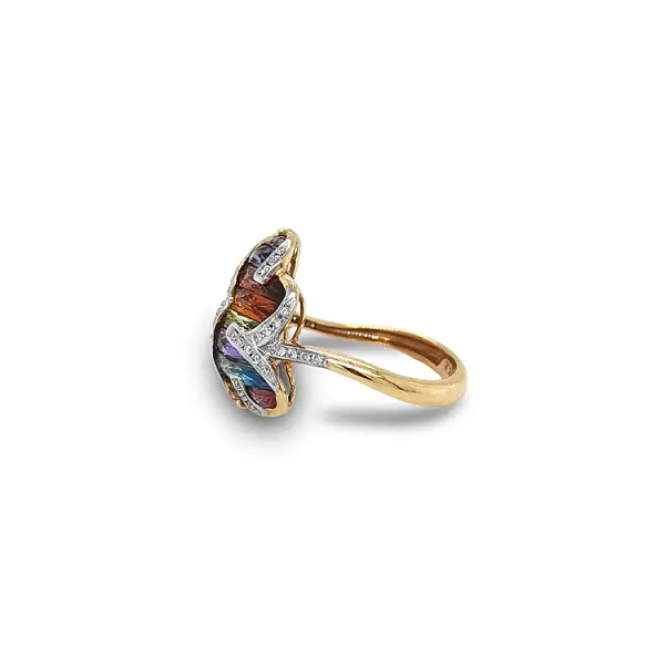 Gold Ring Semi precious stones and Diamonds