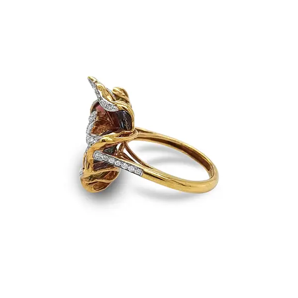 Gold Ring Semi precious stones and Diamonds
