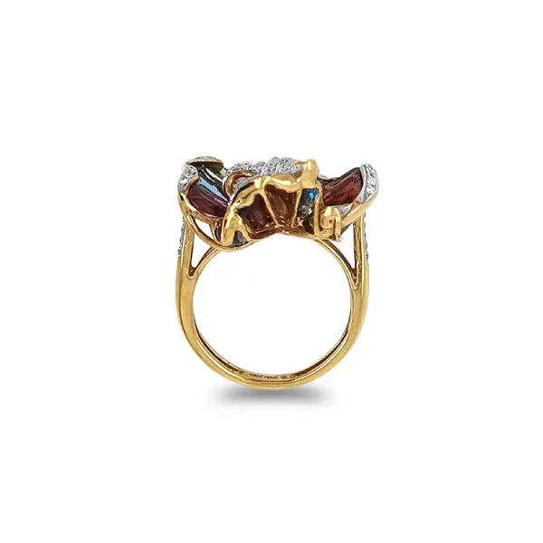 Gold Ring Semi precious stones and Diamonds