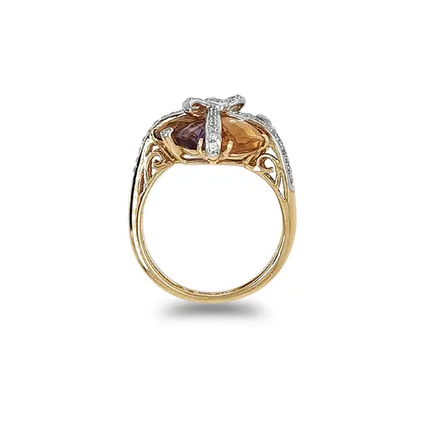 Gold Ring Colored Semi Precious Stones