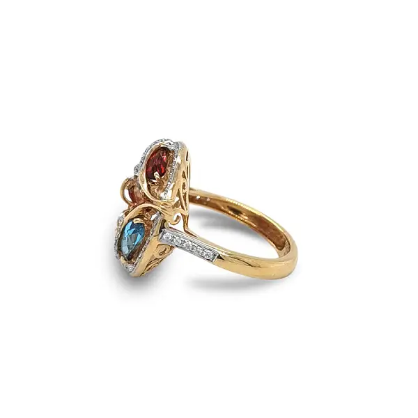 Gold Ring Semi precious stones and Diamonds