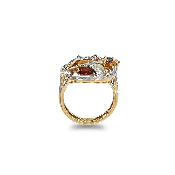 Gold Ring Semi precious stones and Diamonds