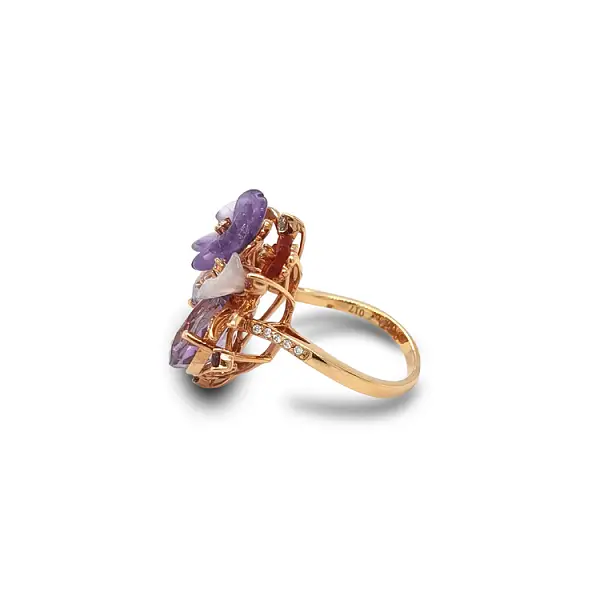 Gold Ring Semi precious stones and Diamonds