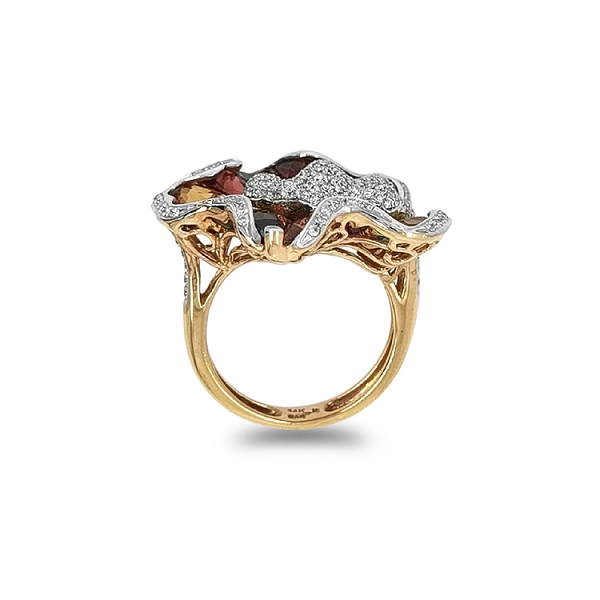 Gold Ring Colored Semi Precious Stones