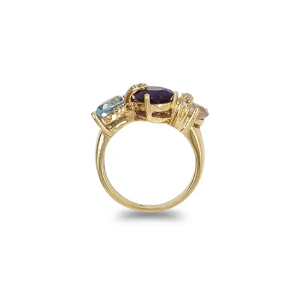Gold Ring Semi precious stones and Diamonds