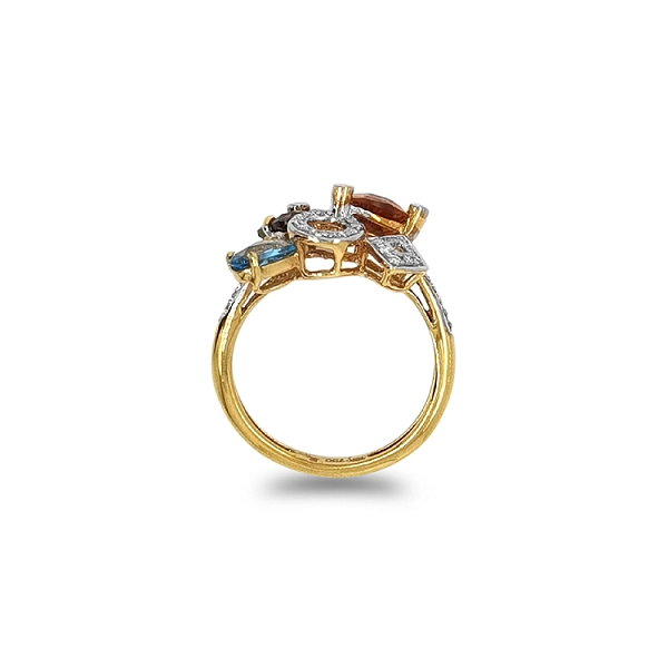 Gold Ring Semi precious stones and Diamonds