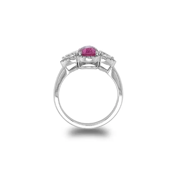 Gold Ring with Pink Sapphire and Diamonds