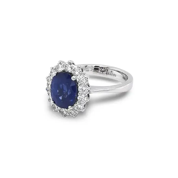 Gold Ring with Sapphire and Diamonds