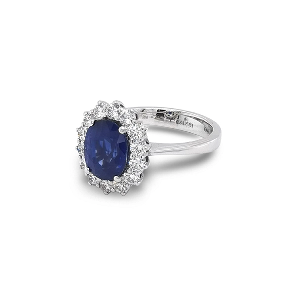 Gold Ring with Sapphire and Diamonds