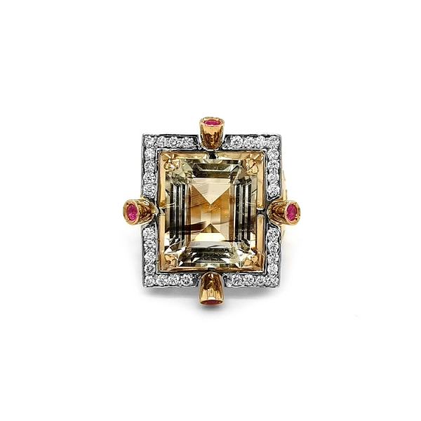 Gold Ring with Topaz and Diamonds