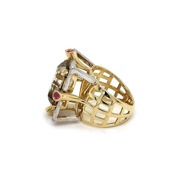 Gold Ring with Topaz and Diamonds