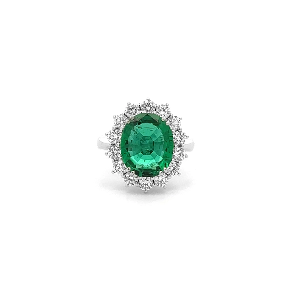 Gold Ring with Emerald and Diamonds