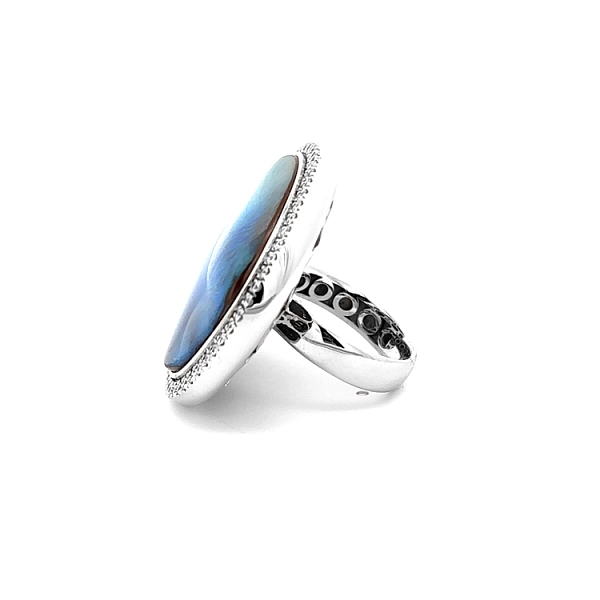 Diamond Ring with Natural Opal