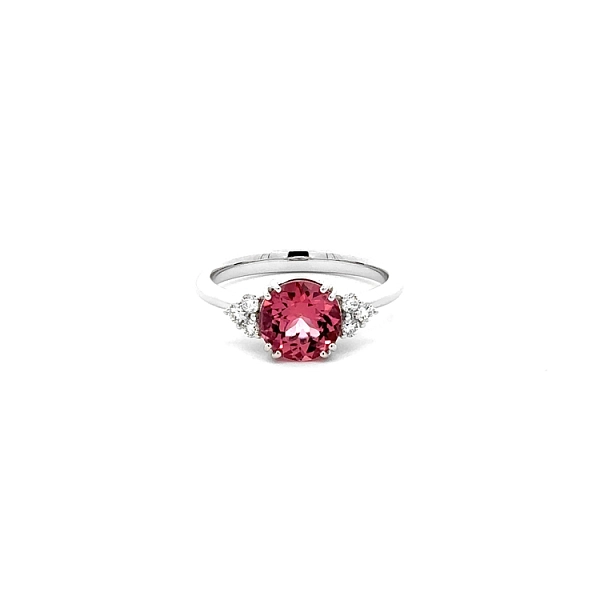 Gold Ring Pink Tourmaline and Diamonds
