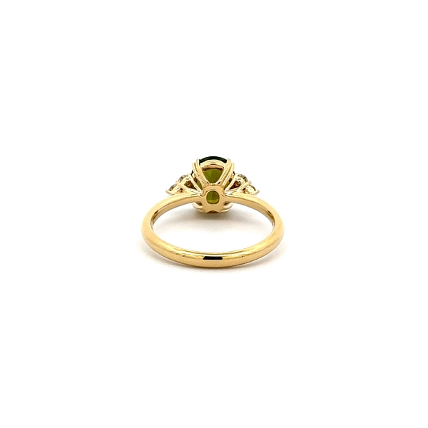 Gold Ring Green Tourmaline and Diamonds