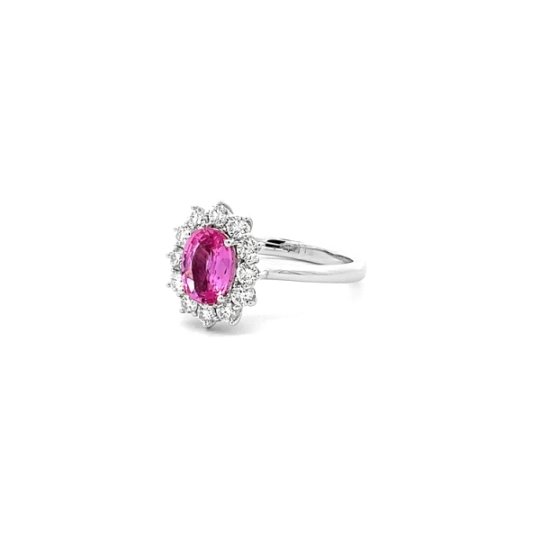 Gold Ring Pink Sapphire and Diamonds