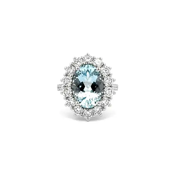 Golden Aquamarine and Diamond Ring