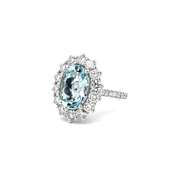 Golden Aquamarine and Diamond Ring