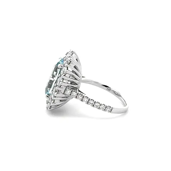 Golden Aquamarine and Diamond Ring
