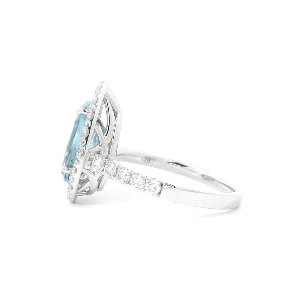 Luxury Drop Shaped Ring with Aquamarine and Diamonds